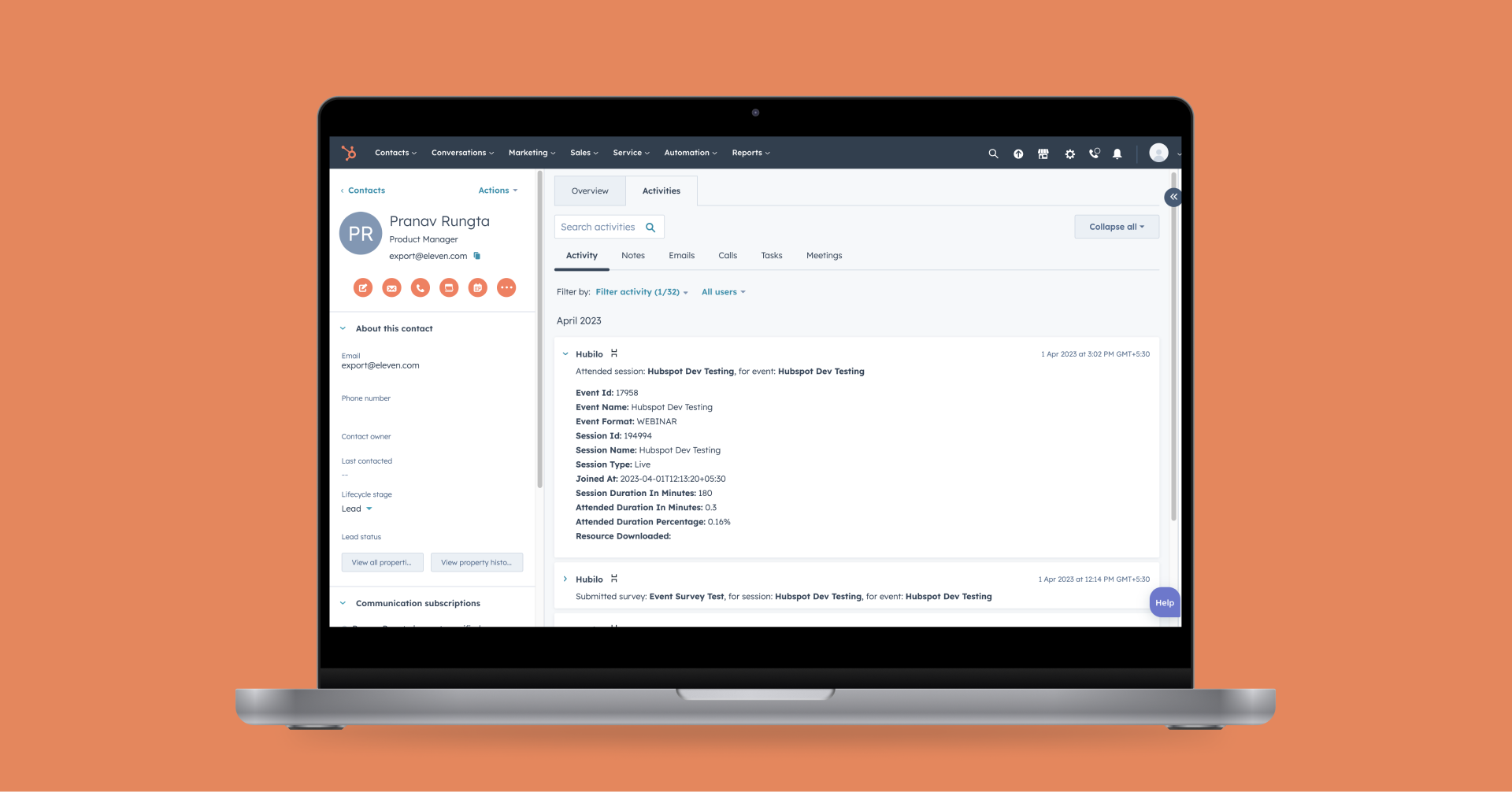 Sync attendee activity data from your events on Hubilo