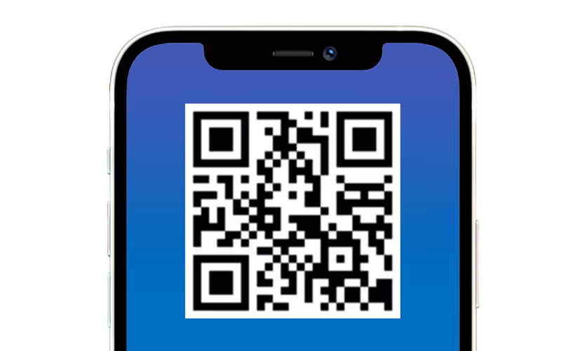 phone screen with qr code to download app