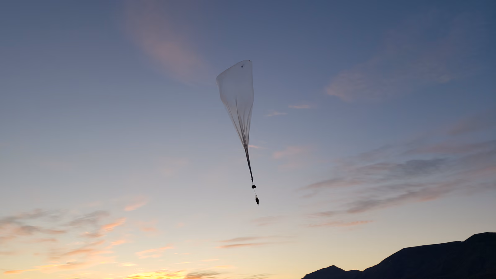 WindBorne balloon (GSB) flying through the sunset