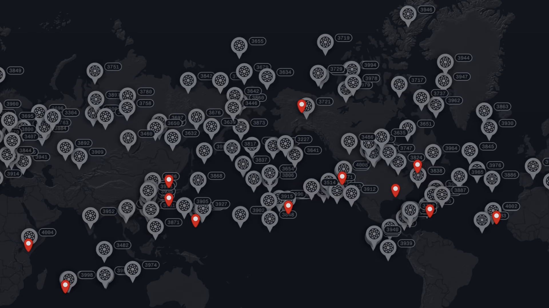 global map with balloon locations scattered across the planet