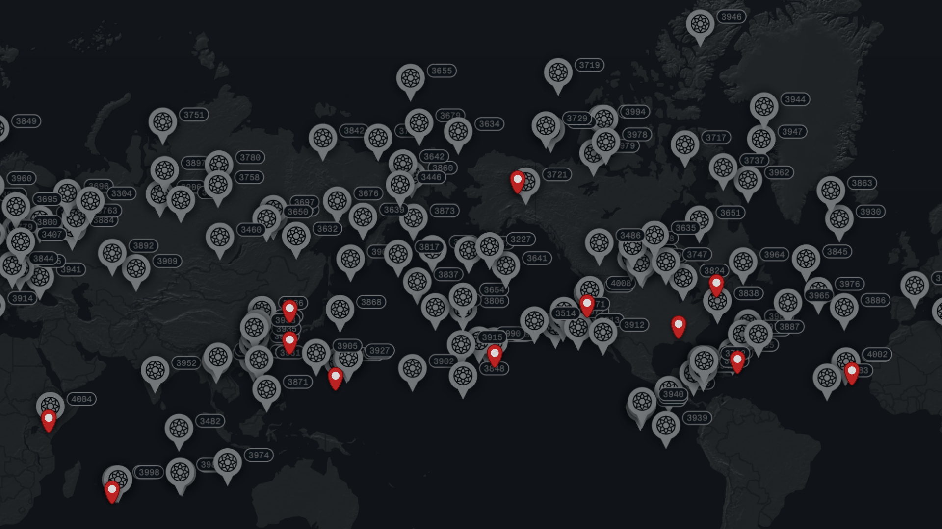 global map with balloon locations scattered across the planet