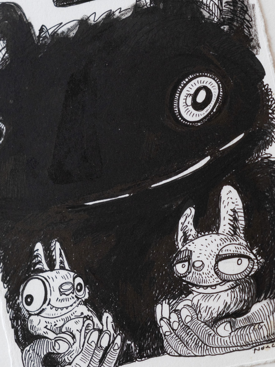 Original ink drawing on Arches paper, framed in Larson-Juhl.