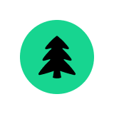Black pine tree icon inside a green circle with a white border.
