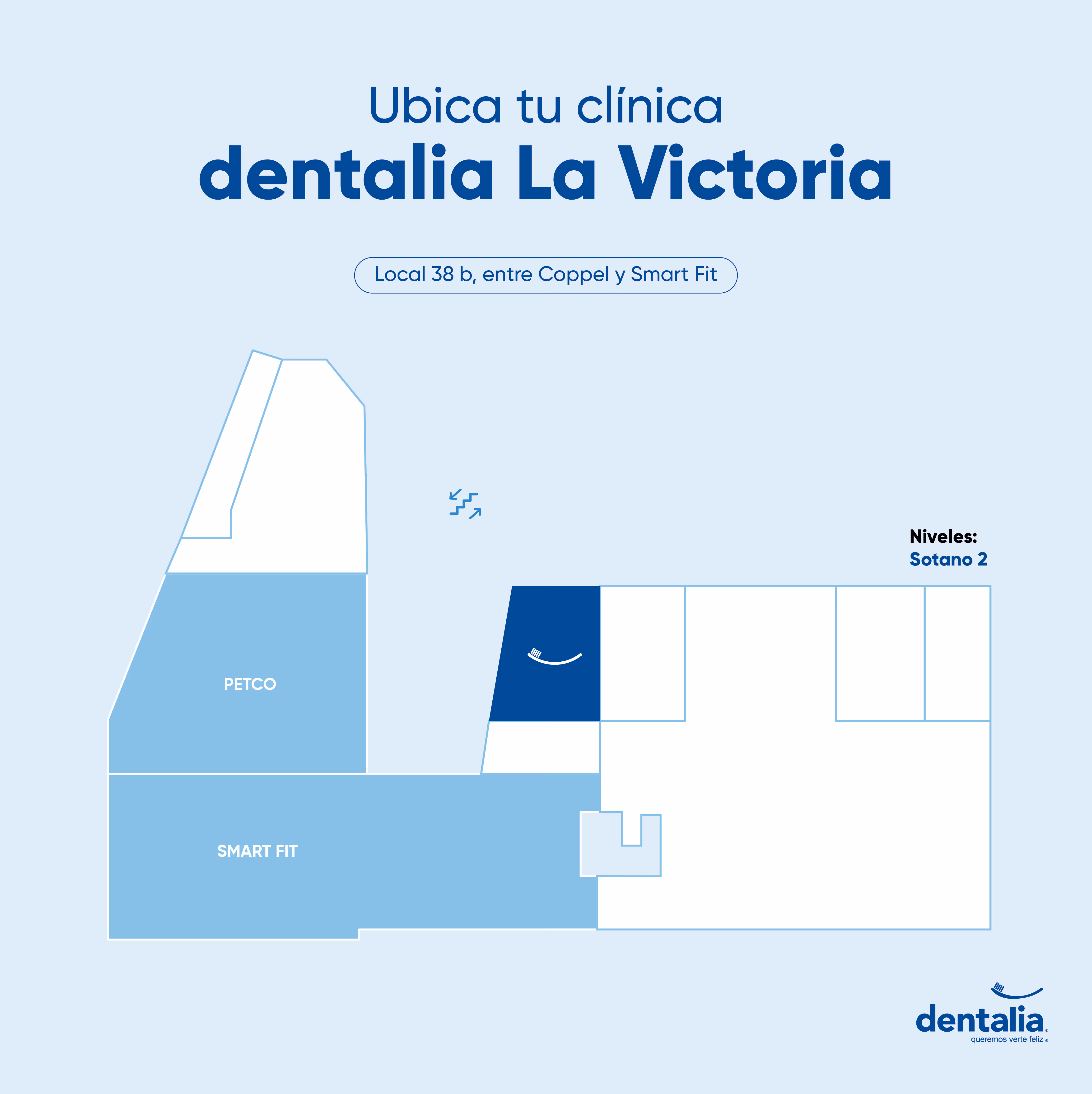En sótano 2, Local 38b, entre un gimnasio y una tienda departamental.