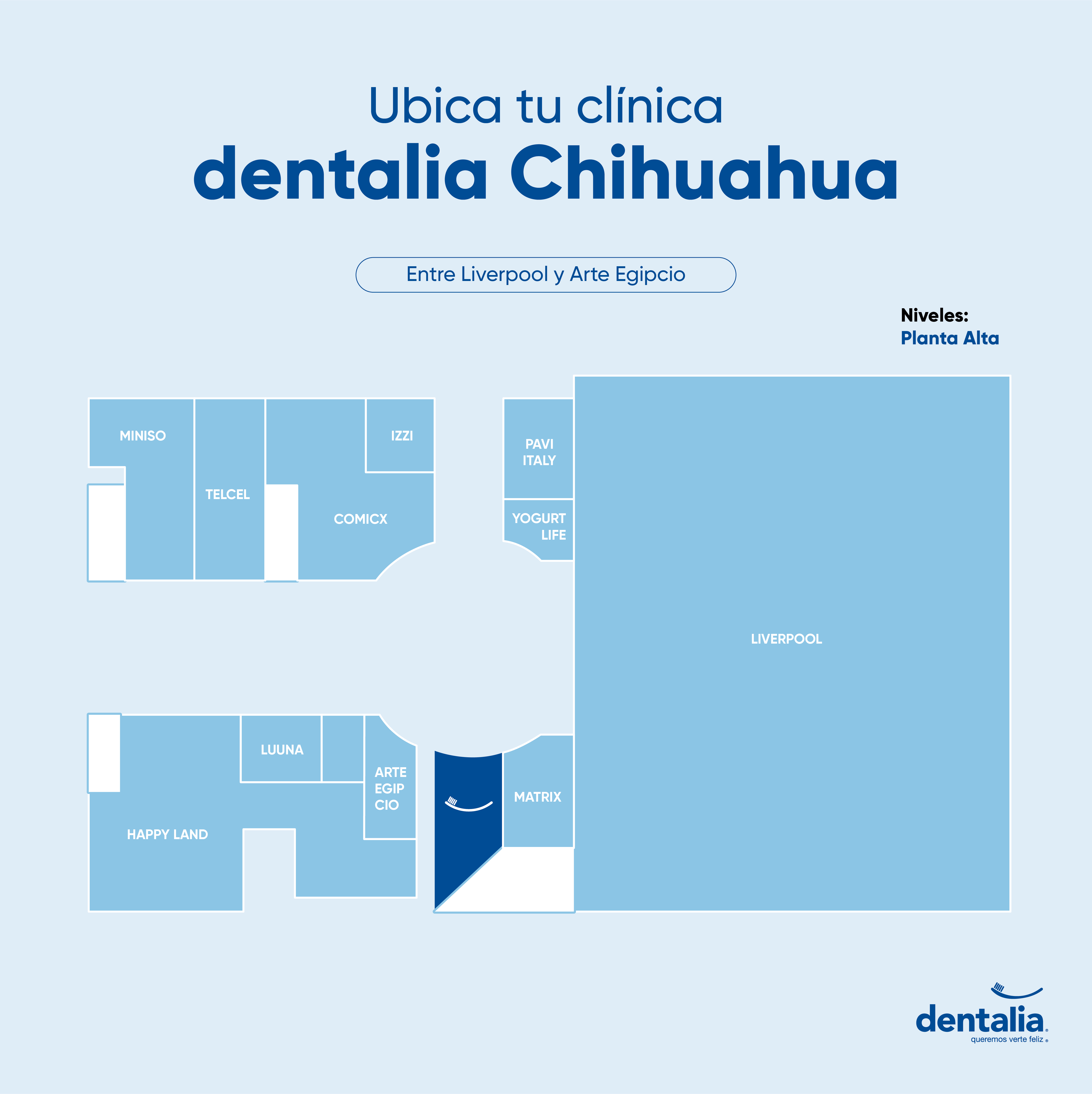 Planta alta, entre tienda departamental y tienda de arte egipcio.