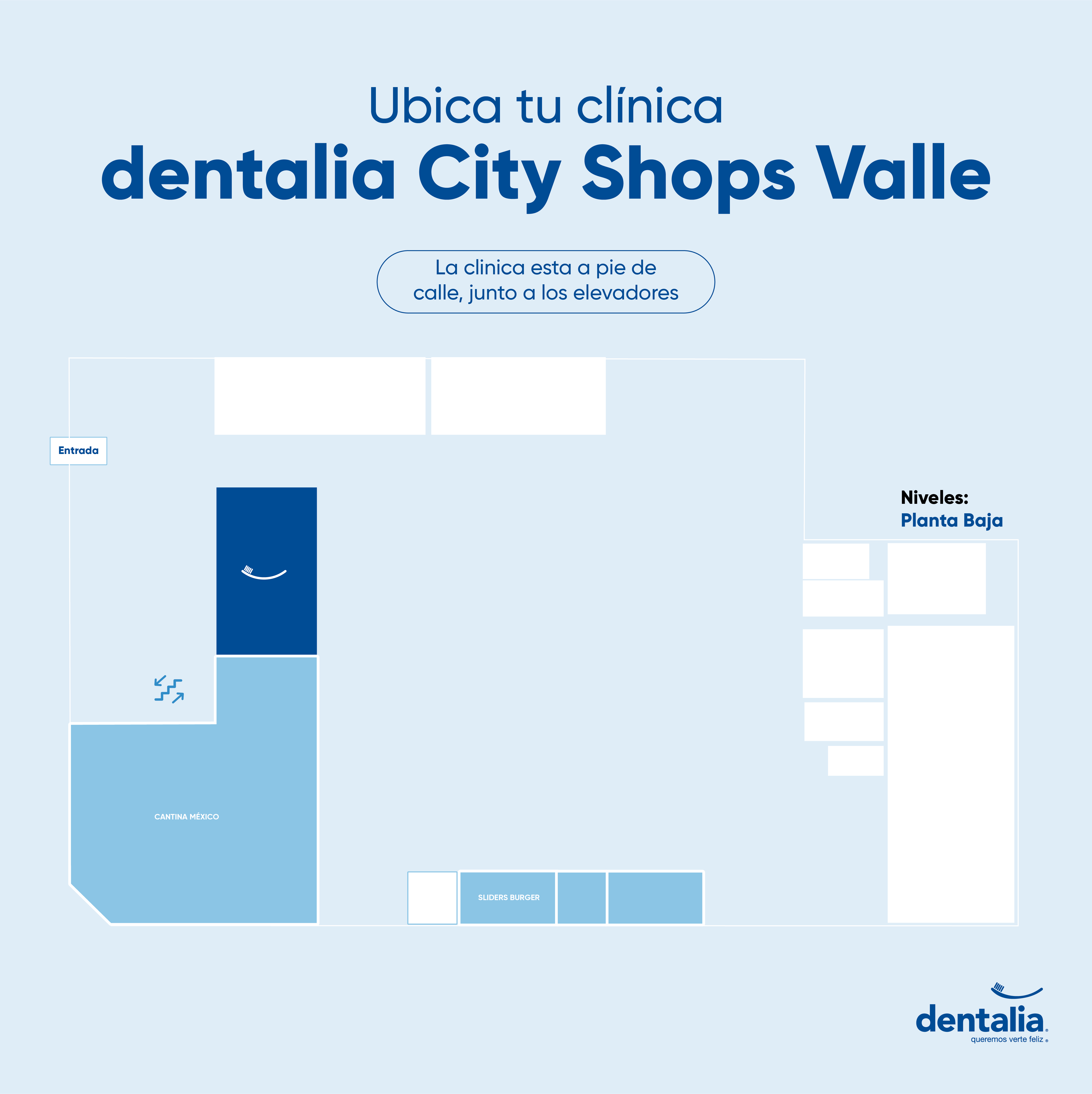 Dentro de plaza comercial City Shops, a pie de calle, junto a los elevadores.