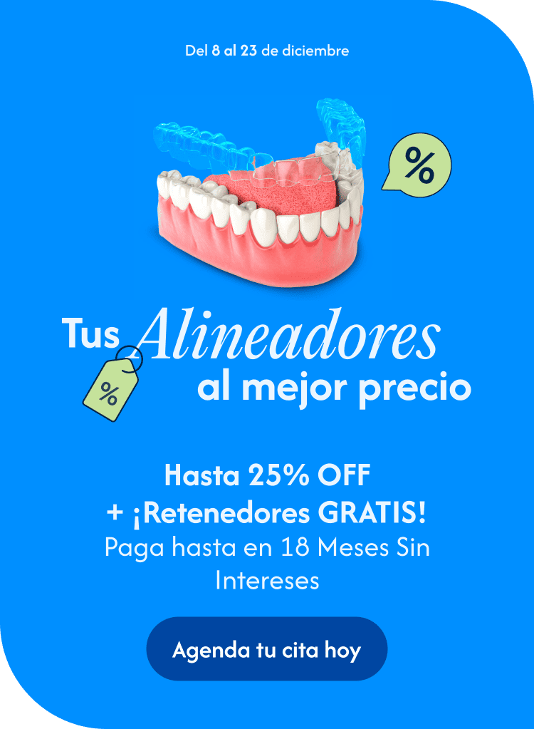 Aprovecha los descuentos de la semana del alineador, Del 8 al 23 de diciembre, Hasta 25% en alineadores, blanqueamiento y más