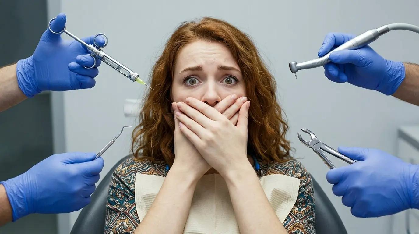 persona con miedo al dentista