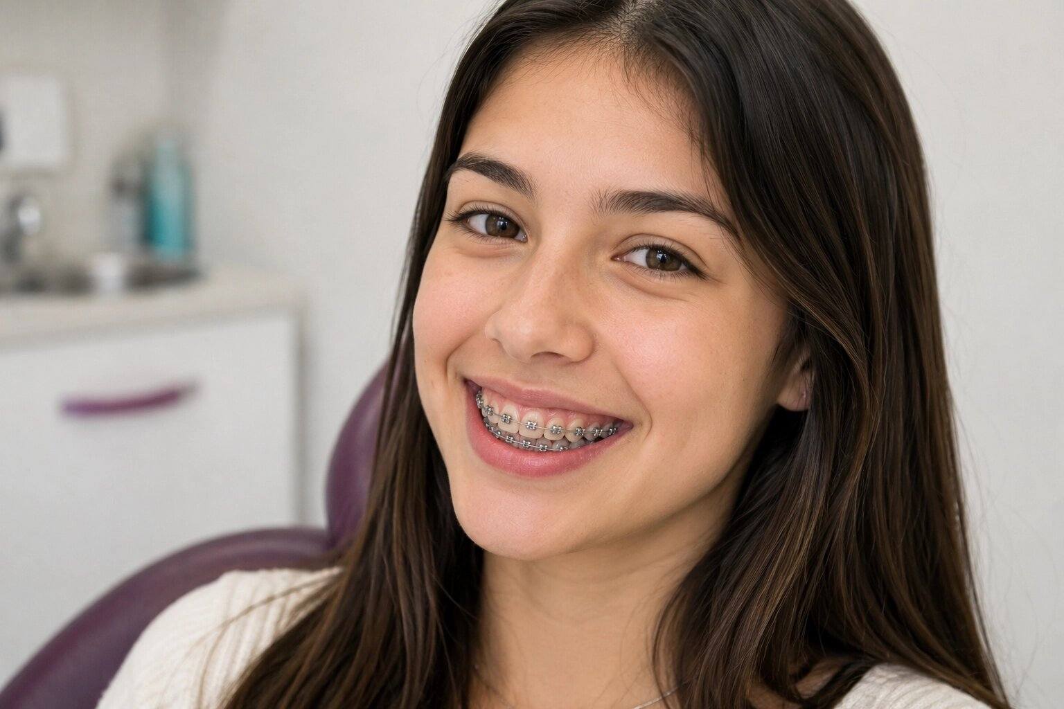 Mujer con brackets arriba y abajo