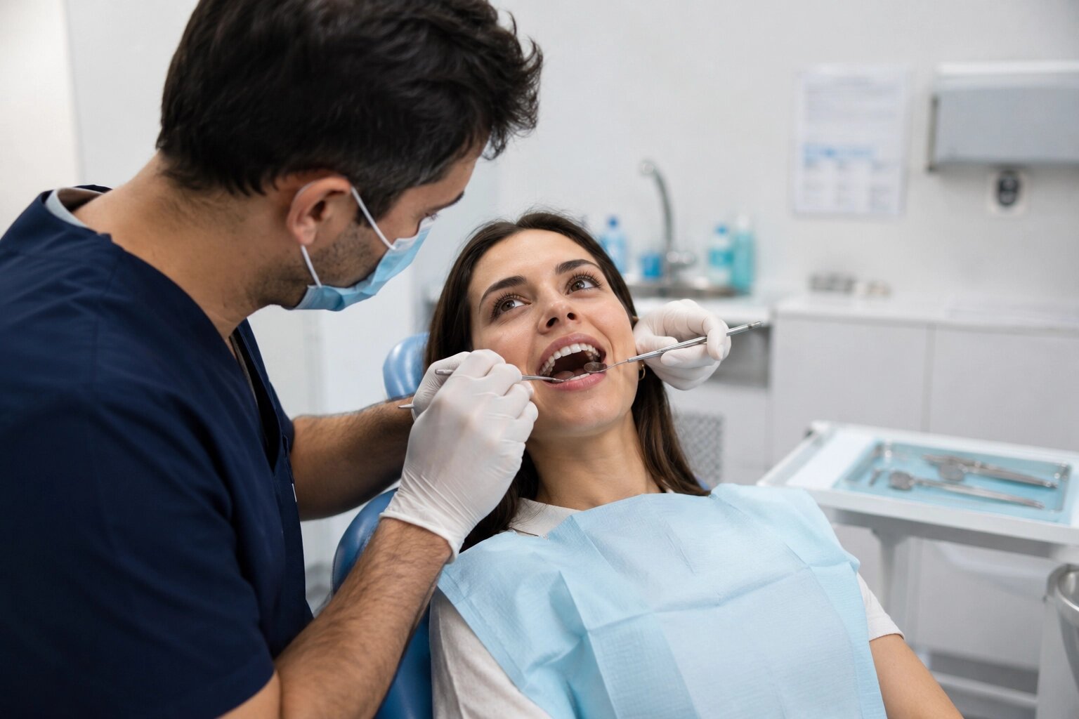 Odontologo revisando implante dental