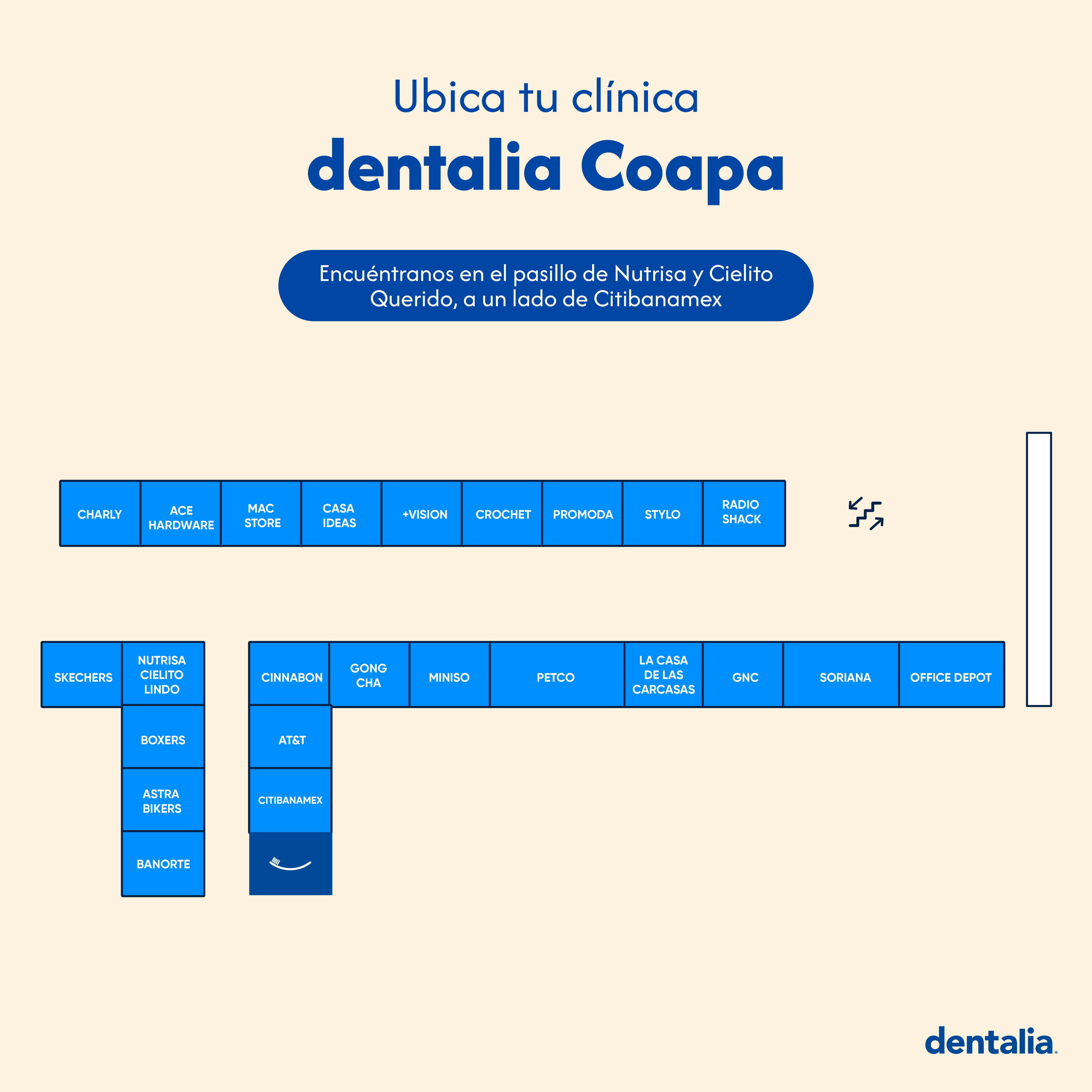 En el mismo pasillo de una heladería, a lado del banco.
