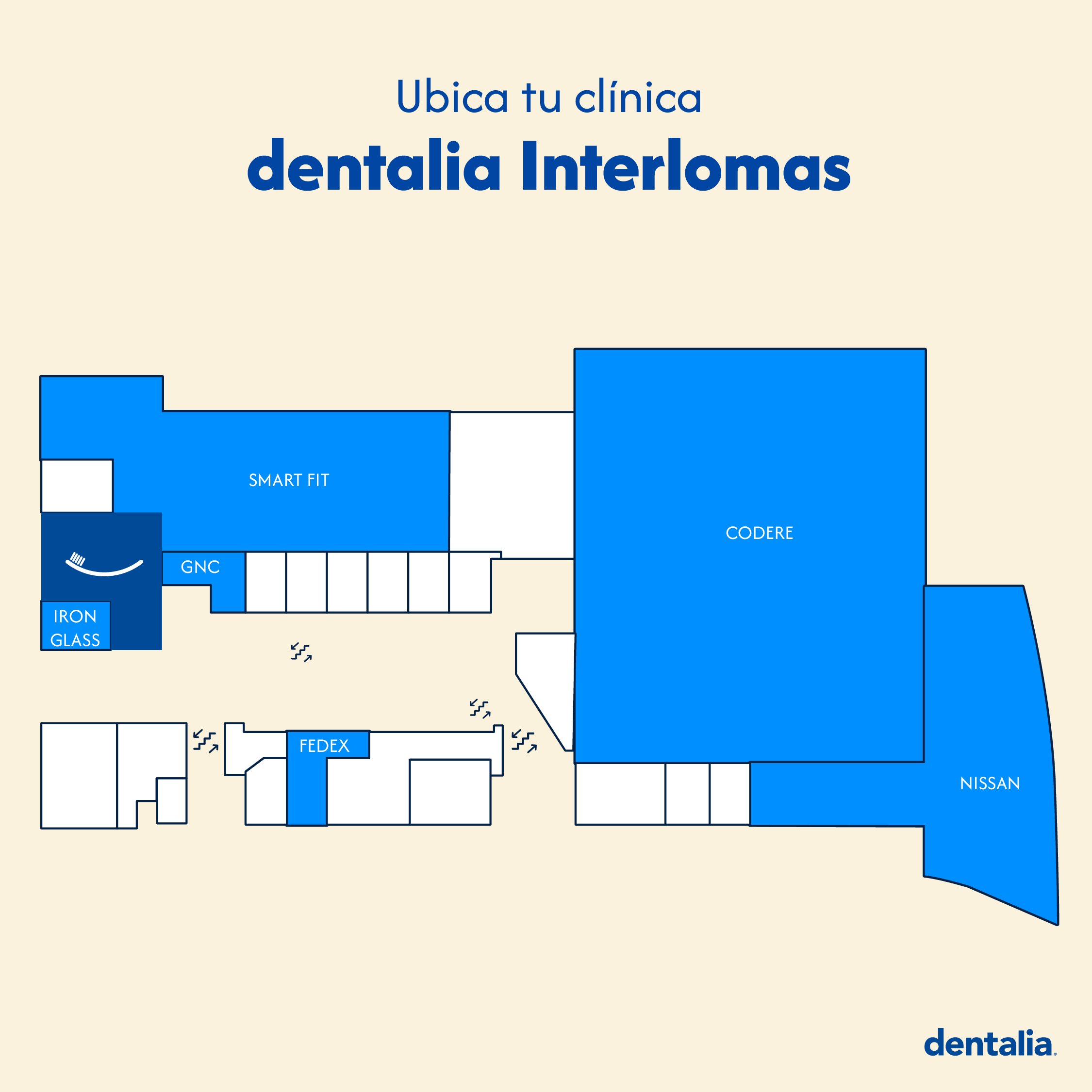 Abajo de tienda de conveniencia, frente a tienda de colchones.