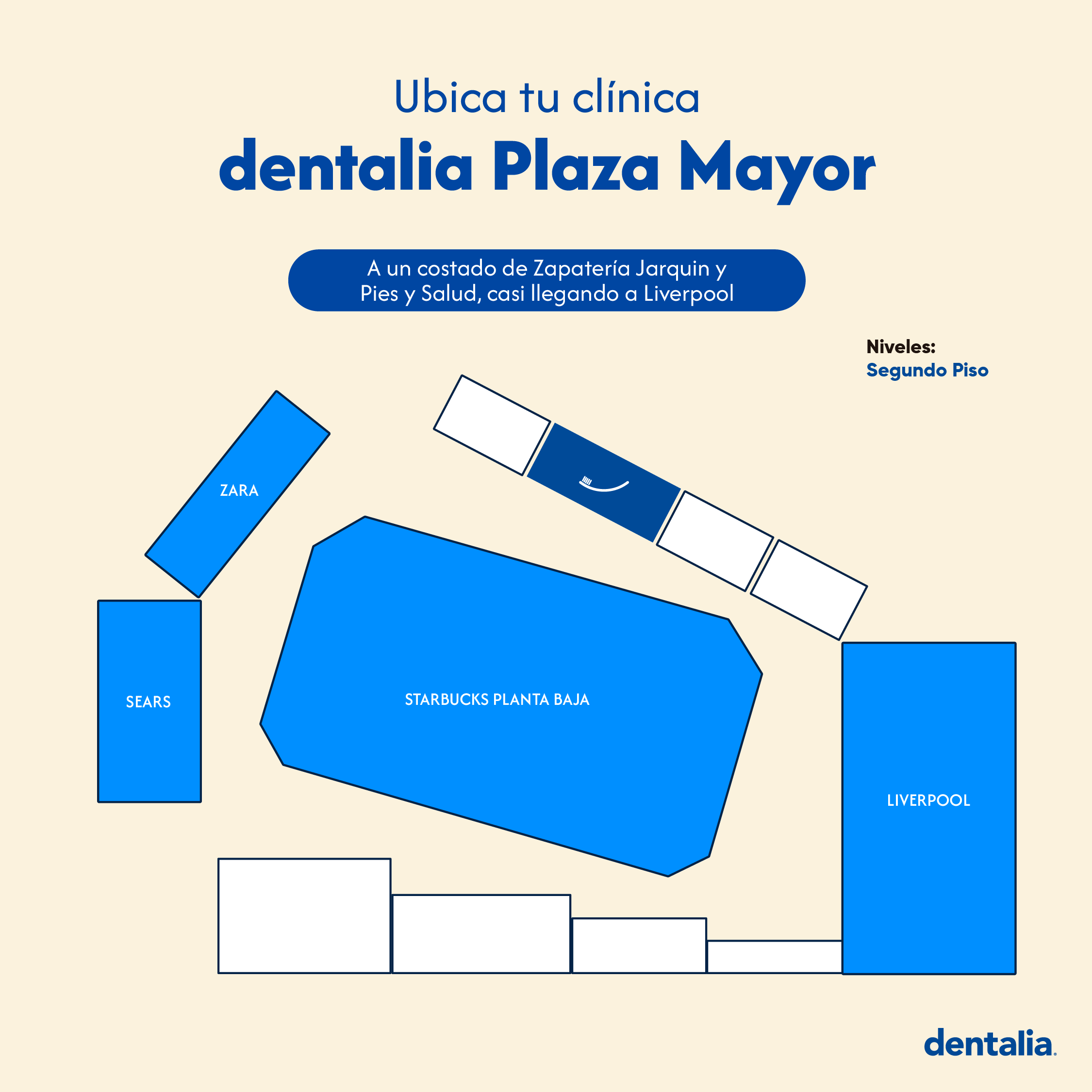 Segundo piso entre una zapatería y una clínica podológica.