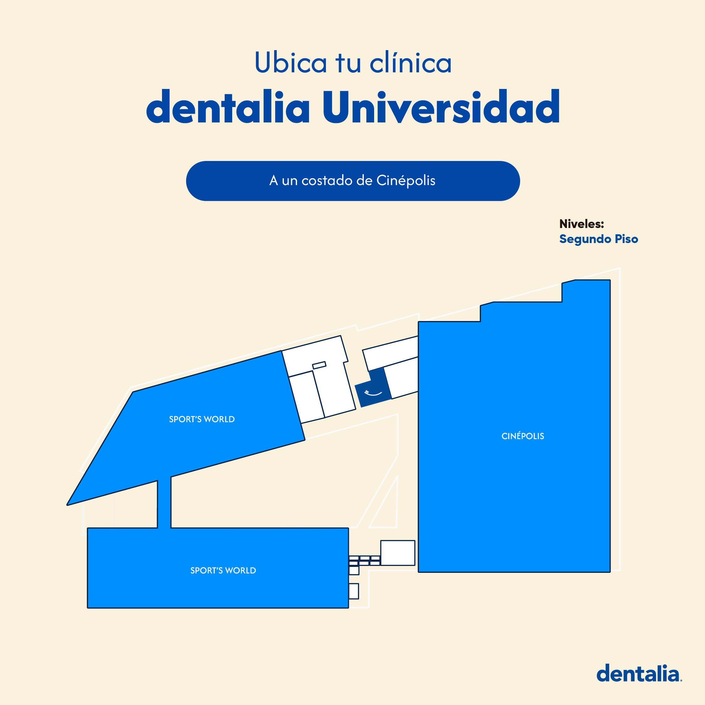 Segundo piso a lado del cine.