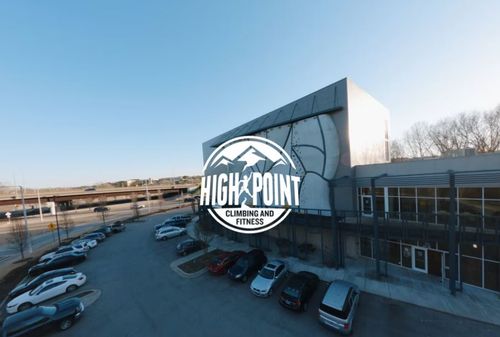 A beautiful photo of the exterior of High Point Climbing Center