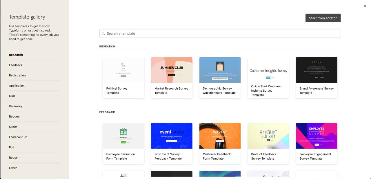 Typeform app screenshot