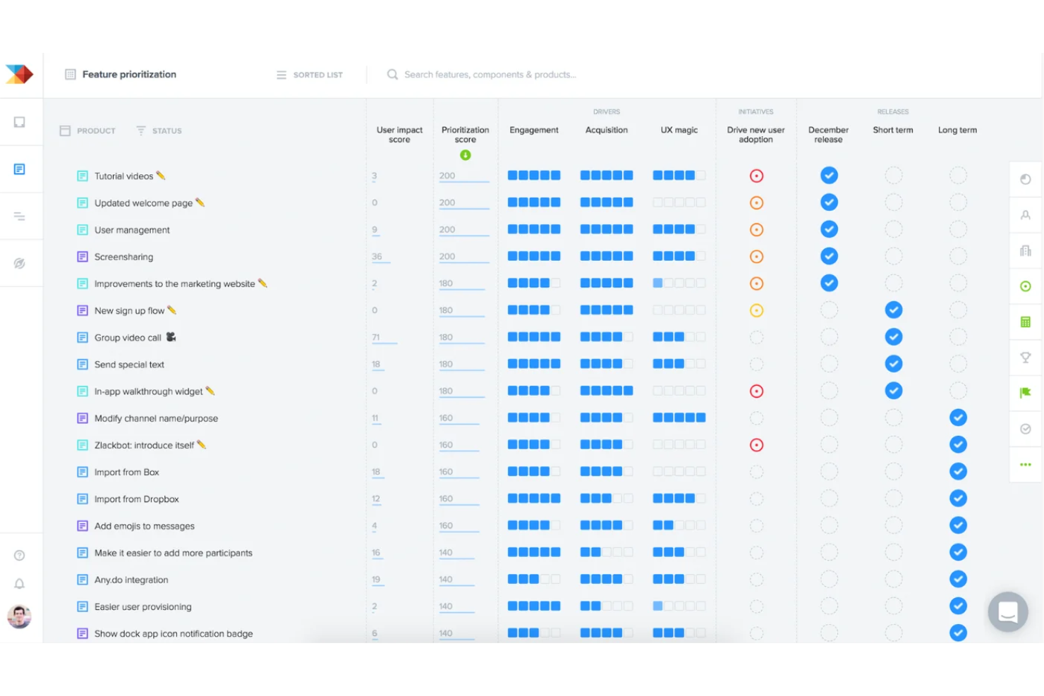 Productboard app screenshot