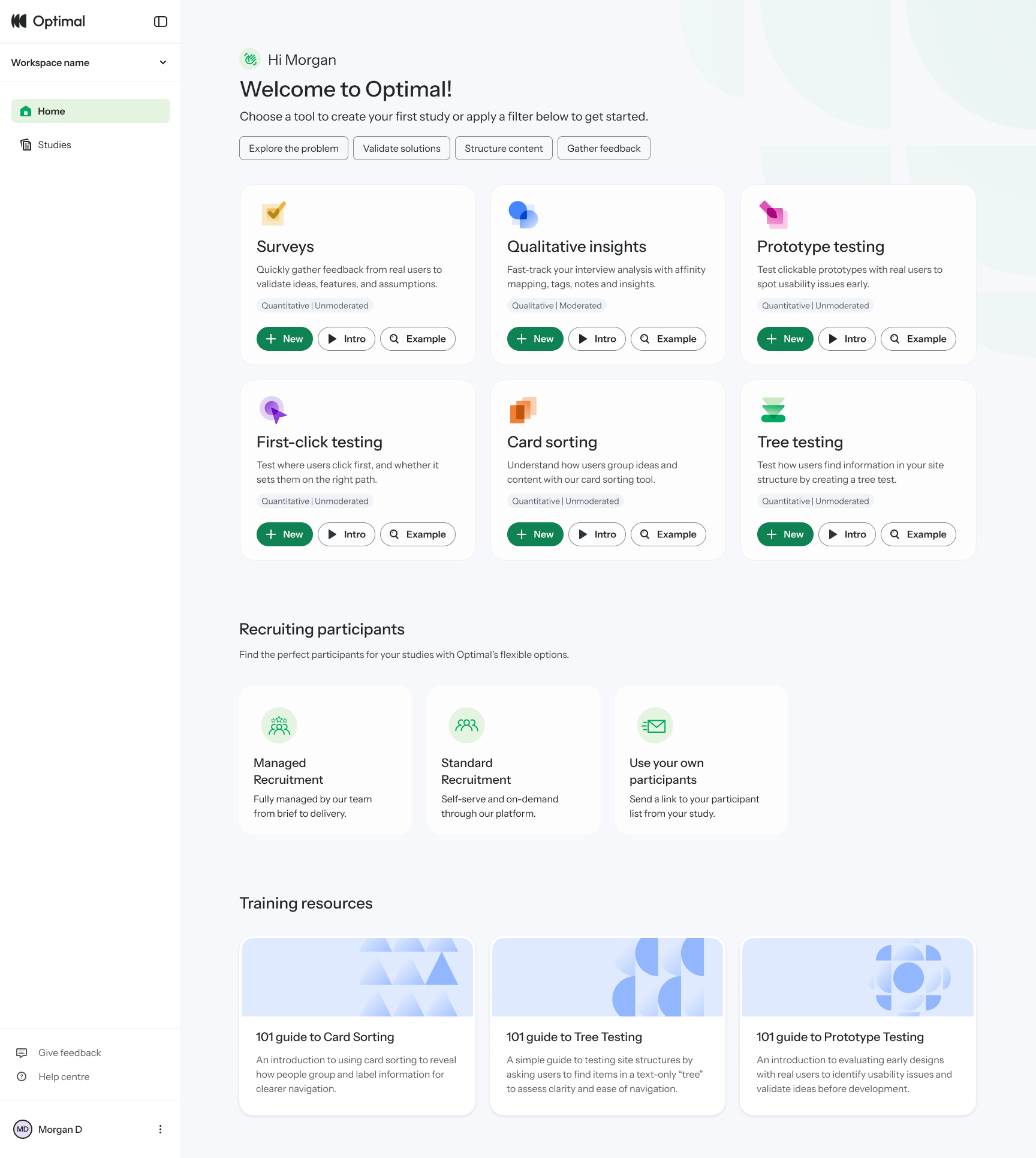 Optimal Workshop app screenshot