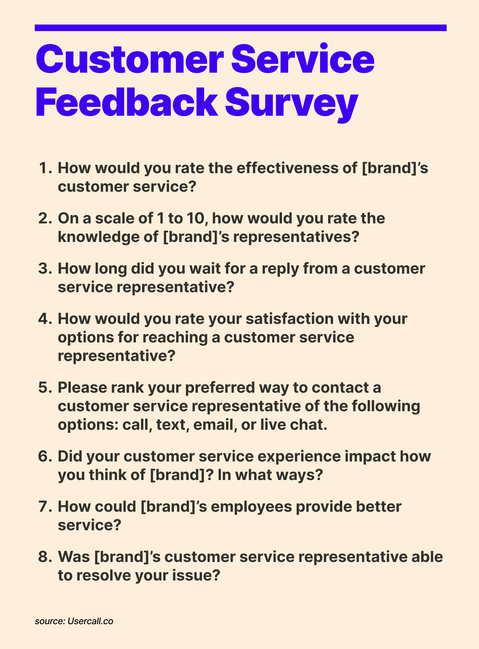 Customer Service Feedback Survey Template