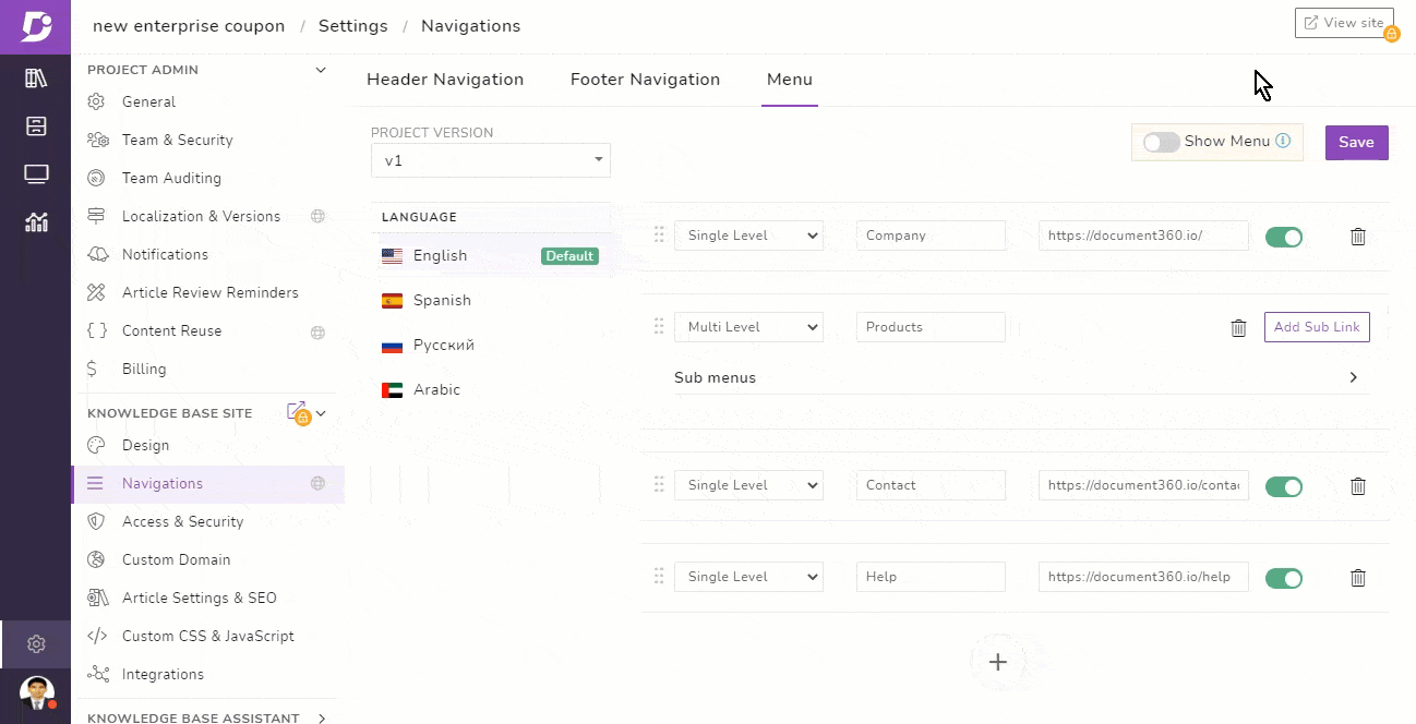 Document360 Customer Experience Tool Screenshot