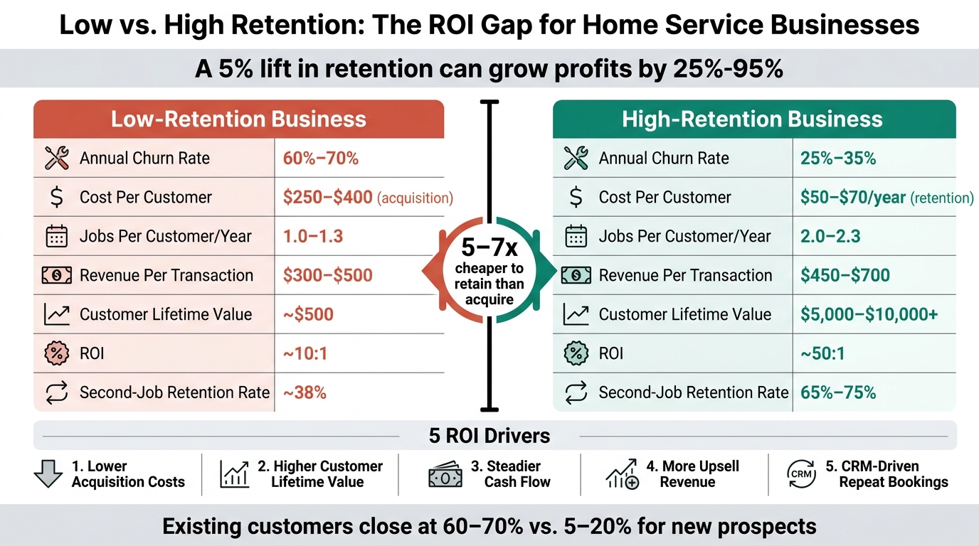 Low vs. High Retention ROI for Home Service Businesses