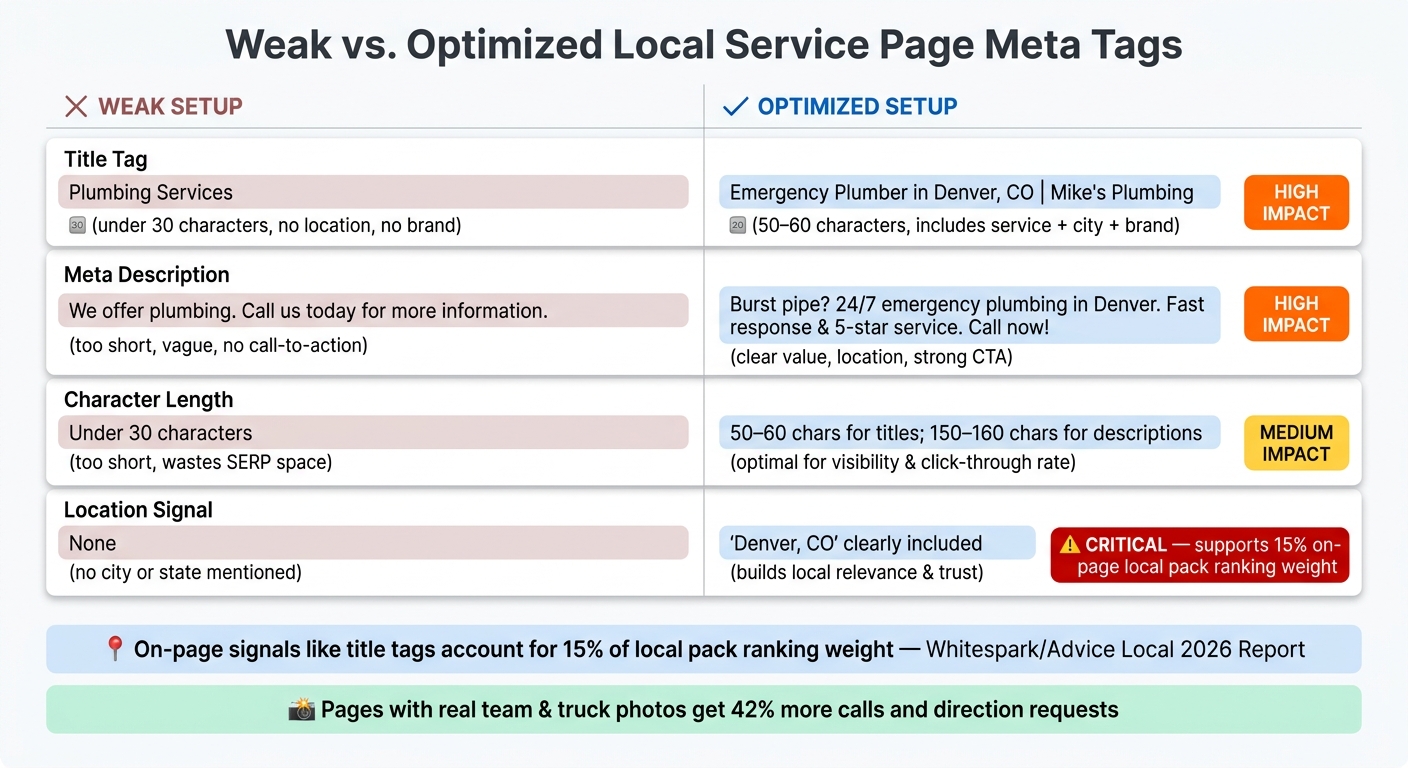 Weak vs. Optimized Local Service Page Meta Tags: Side-by-Side Comparison