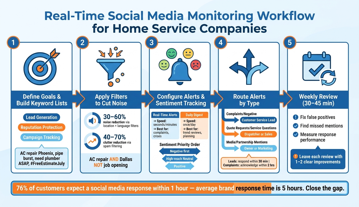 Real-Time Social Media Monitoring Workflow for Home Service Companies