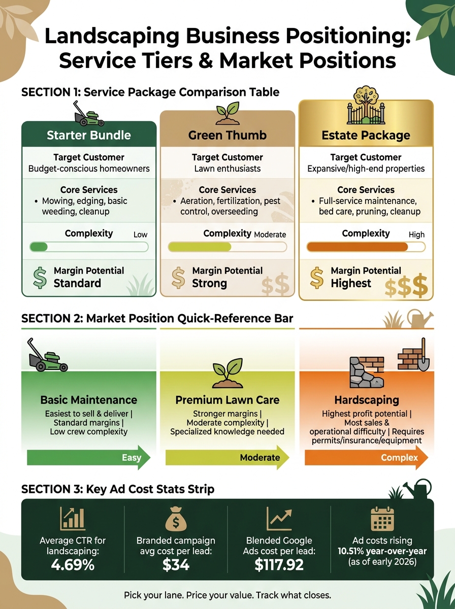 Landscaping Service Tiers: Positioning, Complexity & Profit at a Glance