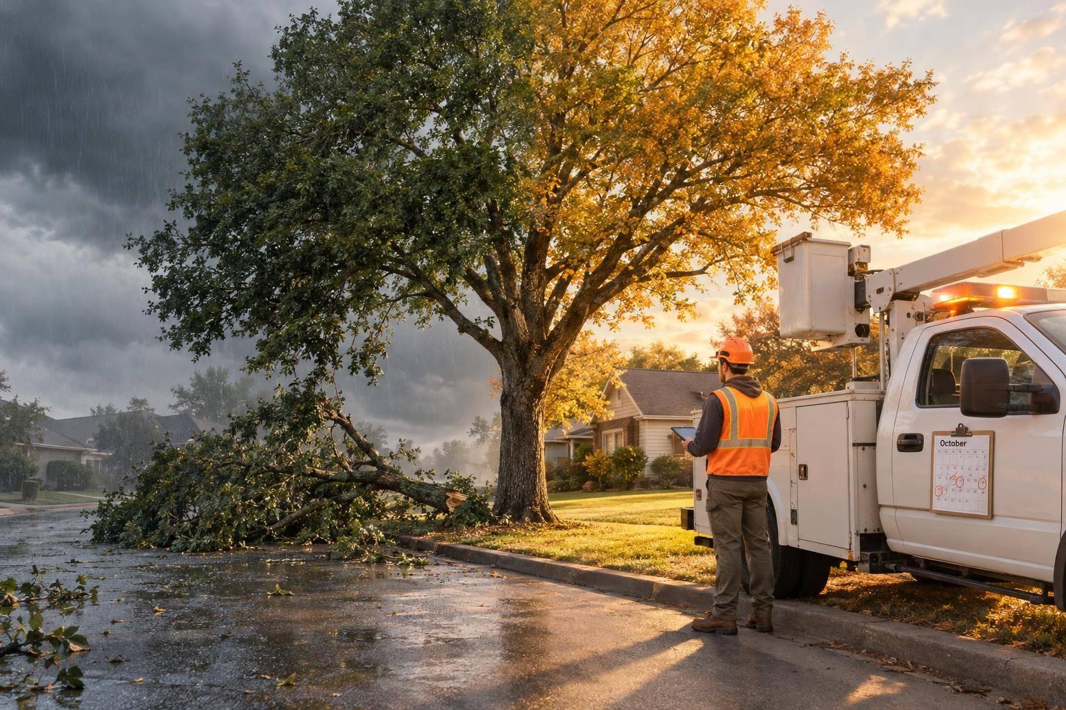 Split your annual tree-marketing into two workflows: prioritize instant summer storm response and reserve October slots with 6–8 week advance booking.