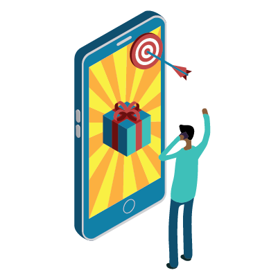 Person celebrating gift and bonus.