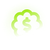 Abstract circular gradient shape transitioning from bright lime green at the top to white at the bottom with a soft glowing effect.