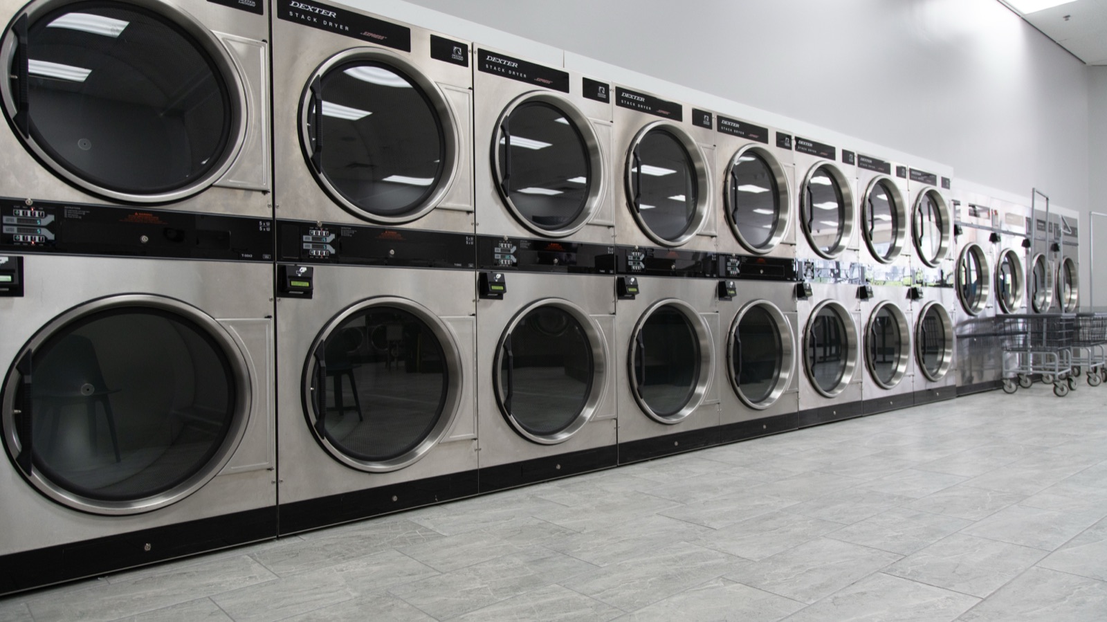 Stacked commercial dryers