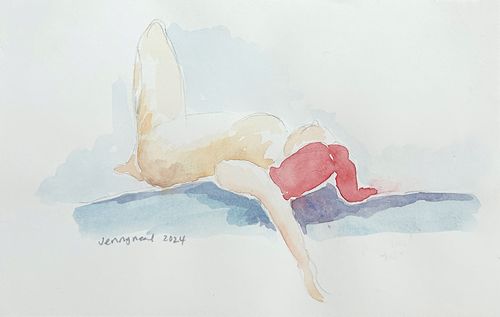 Mixed media artworks from life-drawing class