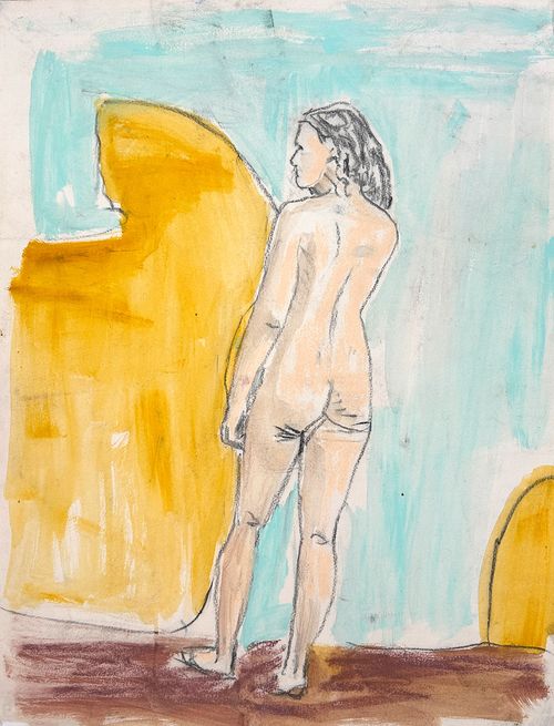 Mixed media artworks from life-drawing class