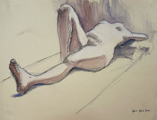 Mixed media artworks from life-drawing class