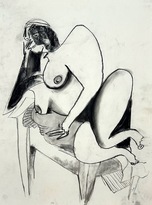 Mixed media artworks from life-drawing class