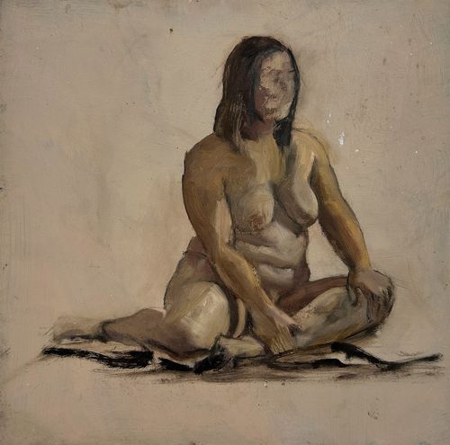 Mixed media artworks from life-drawing class