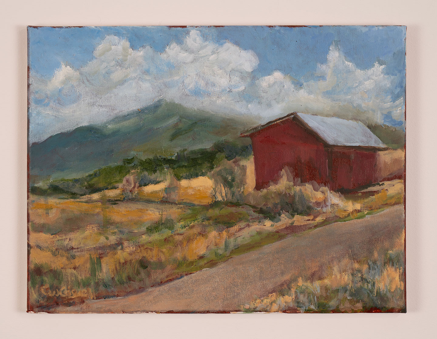 Plein air landscape painting of Catskill region farm country