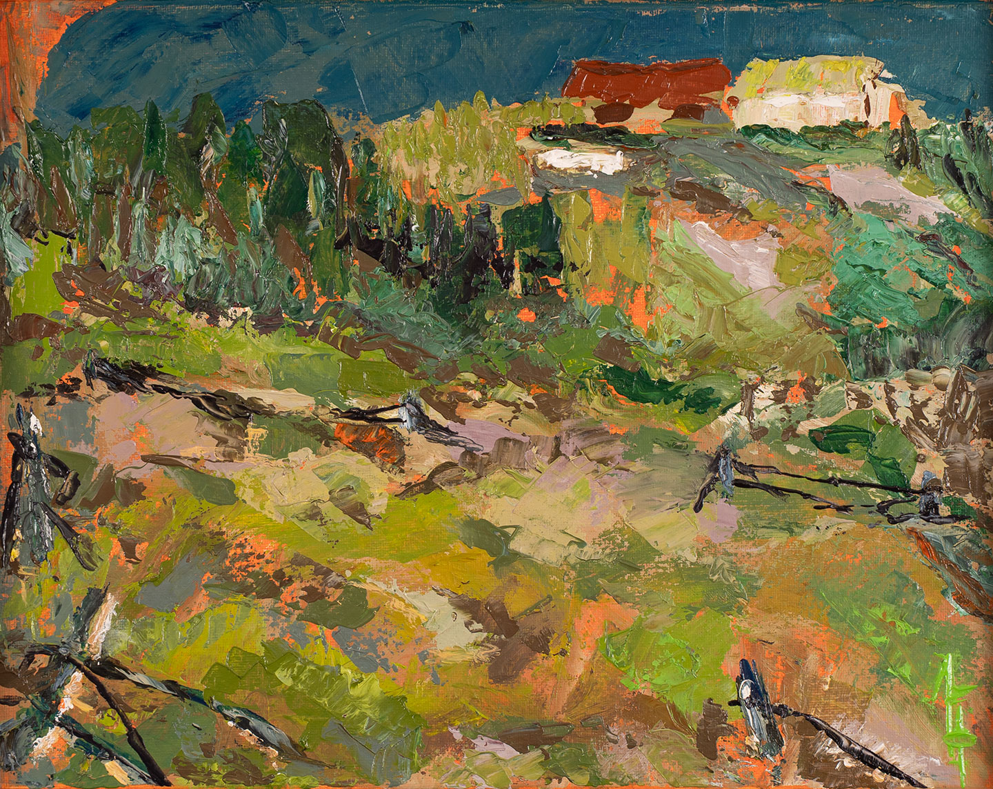 Plein air landscape painting of Catskill region farm country