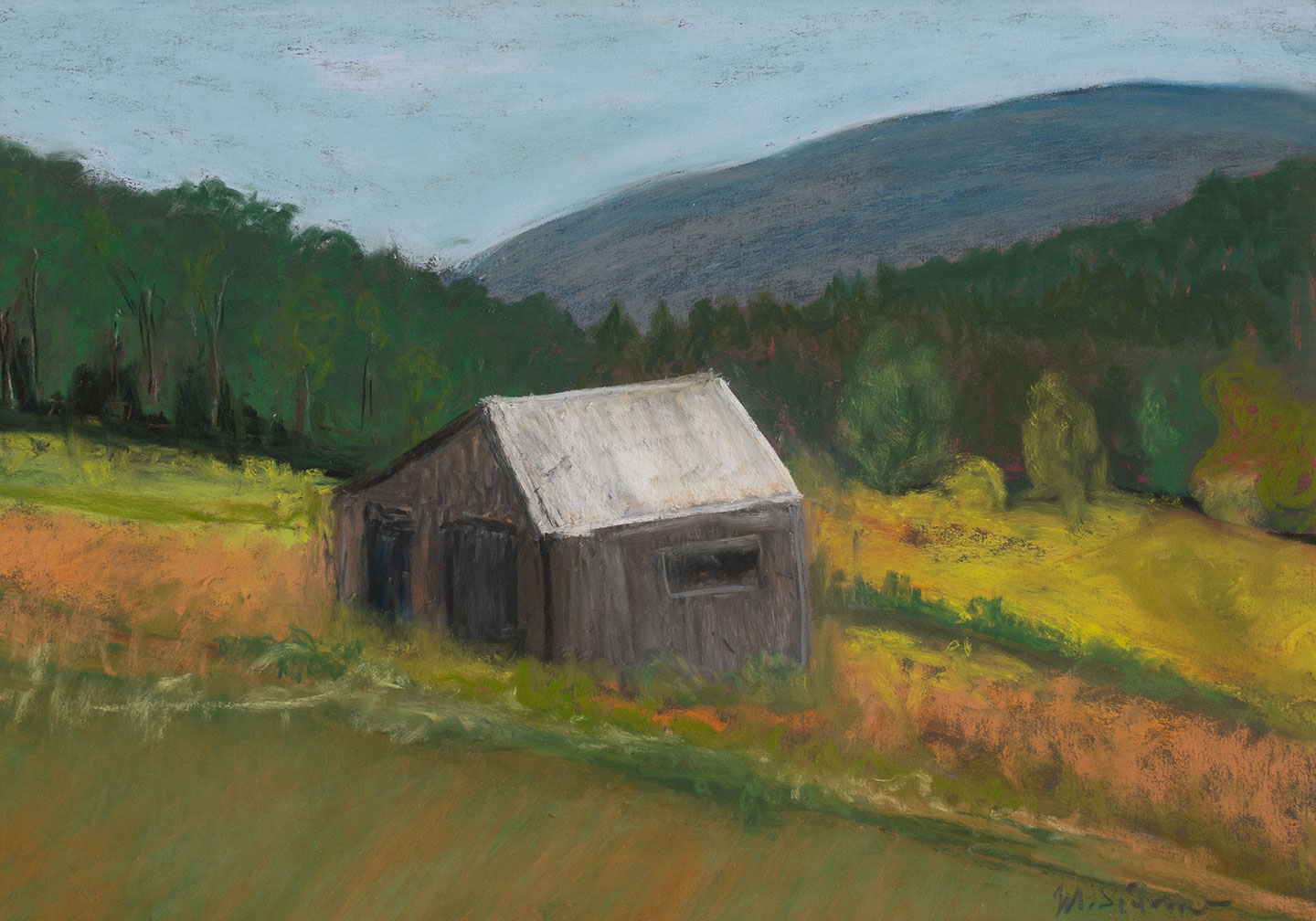 Plein air landscape painting of Catskill region farm country