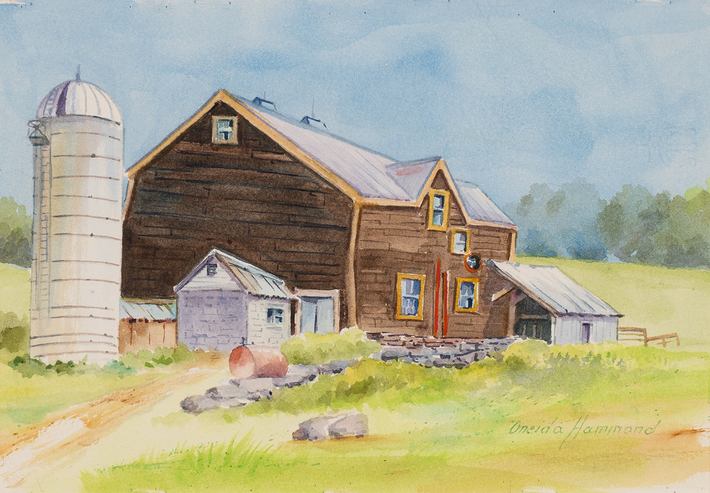 Plein air landscape painting of Catskill region farm country
