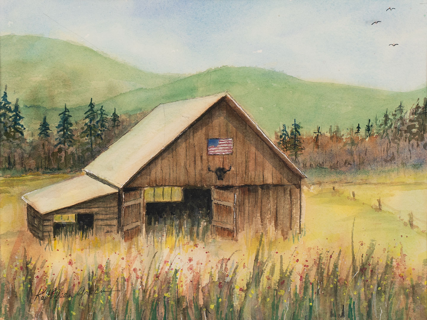 Plein air landscape painting of Catskill region farm country