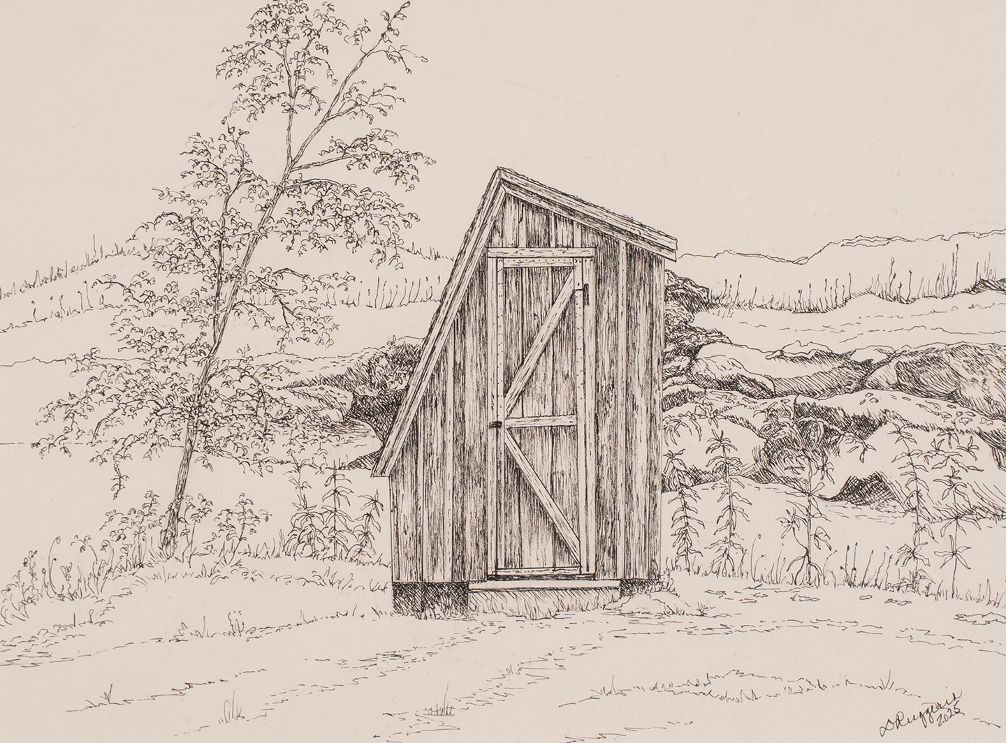 Plein air landscape painting of Catskill region farm country