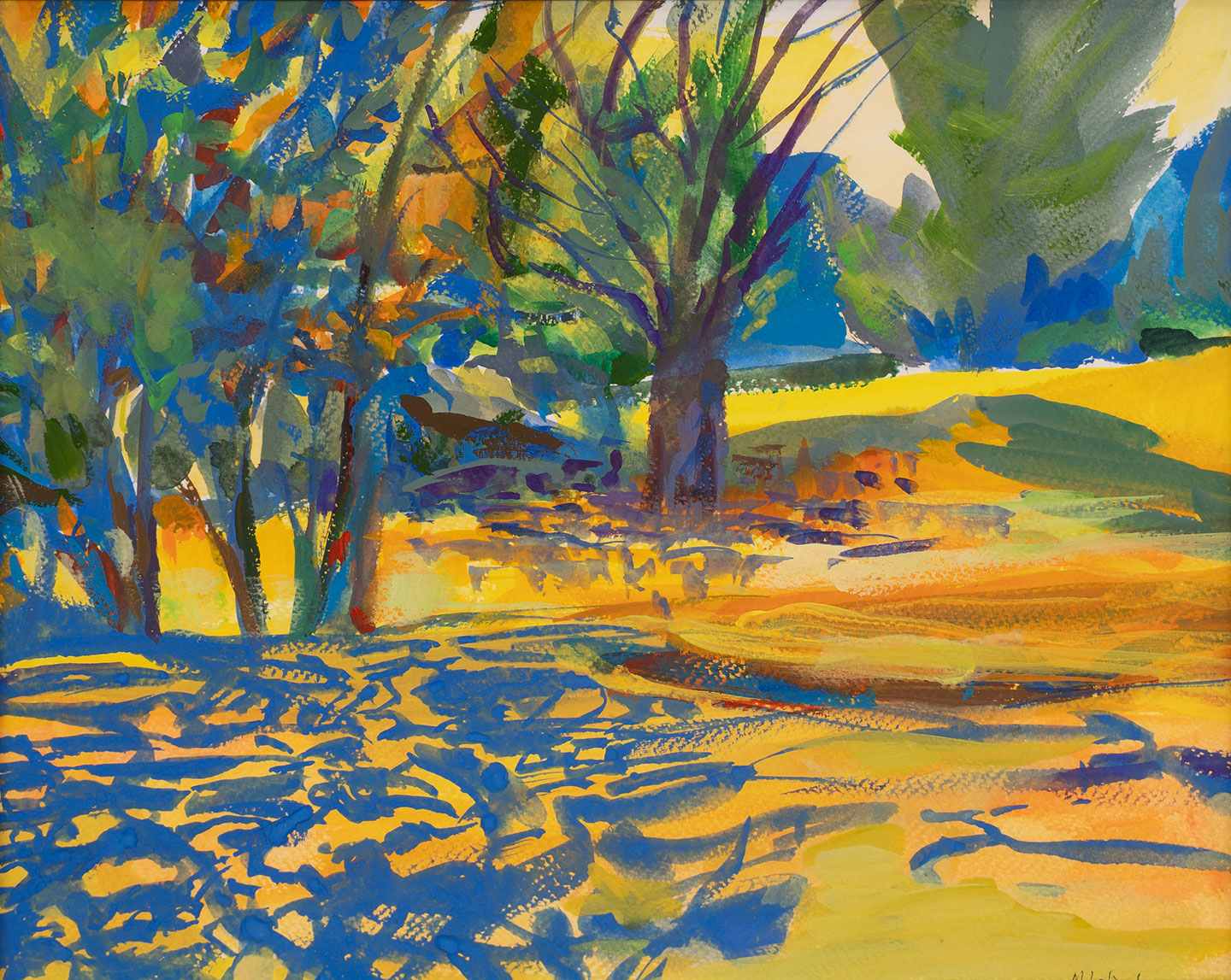 Plein air landscape painting of Catskill region farm country