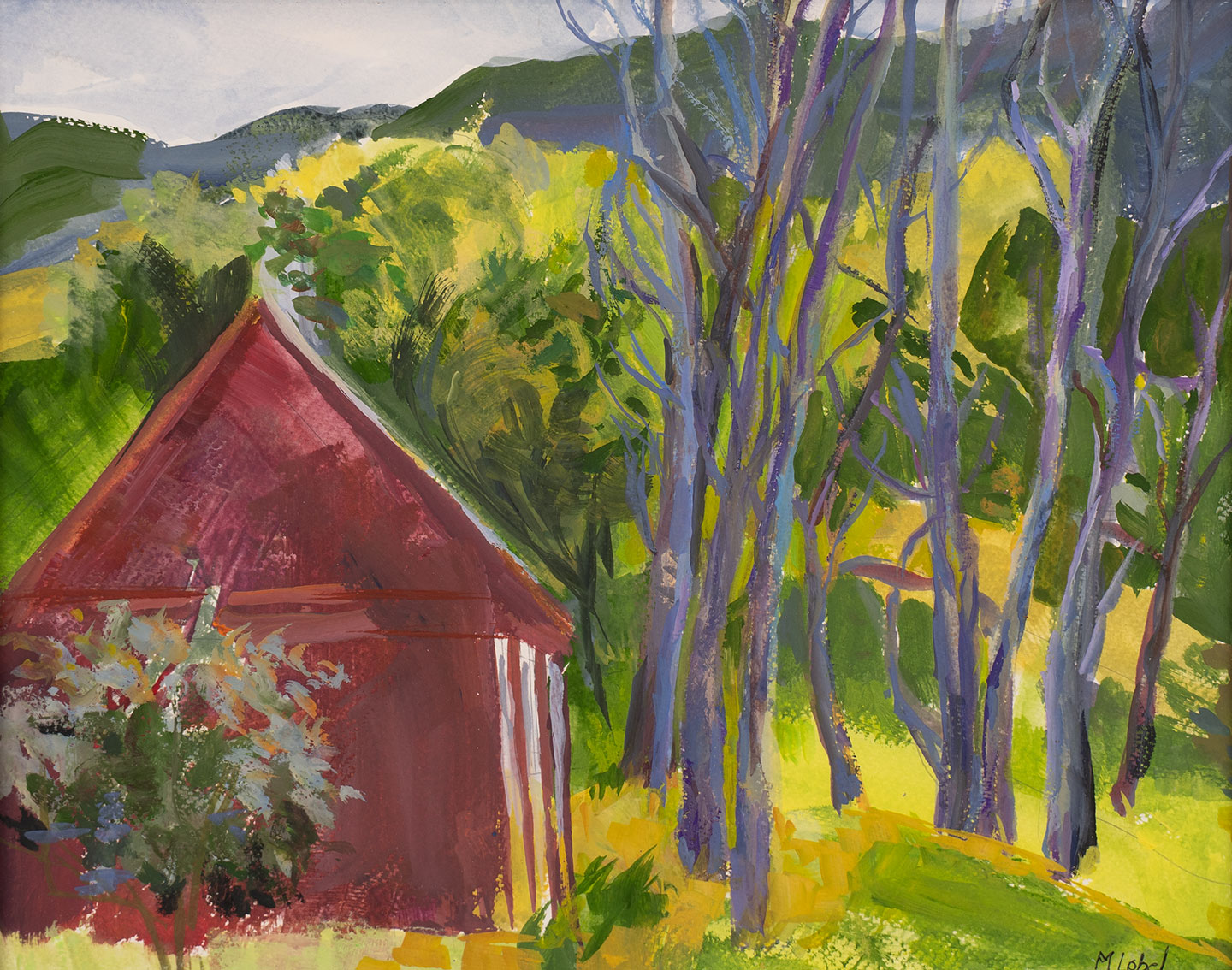 Plein air landscape painting of Catskill region farm country