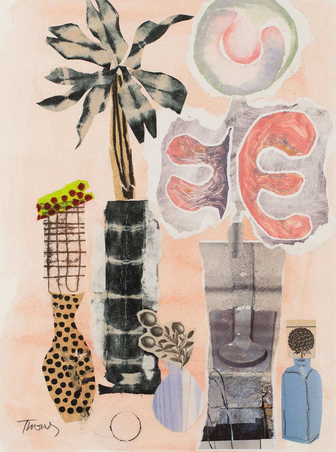 Abstract still life collage by artist, Nat Thomas.