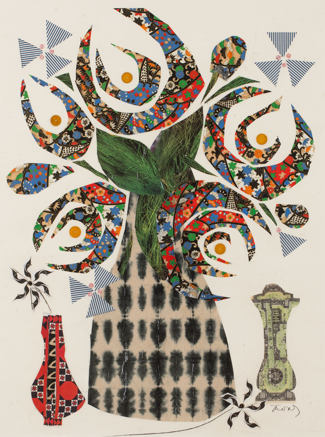 Abstract still life collage by artist, Nat Thomas.