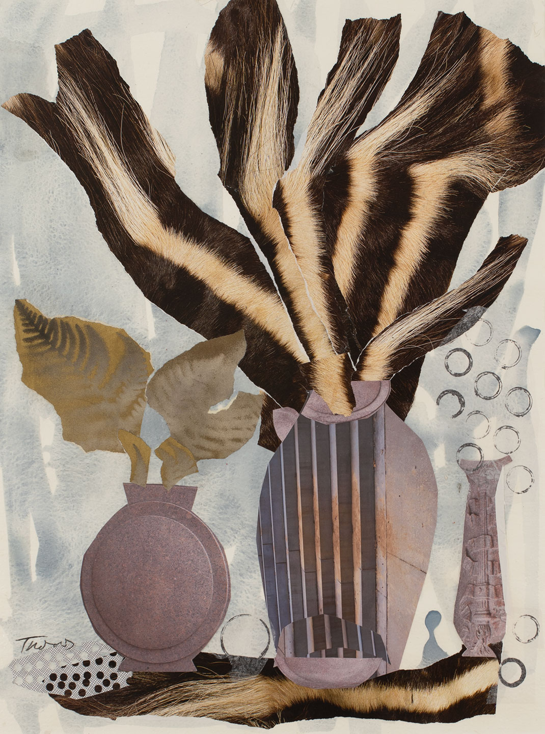 Abstract still life collage by artist, Nat Thomas.