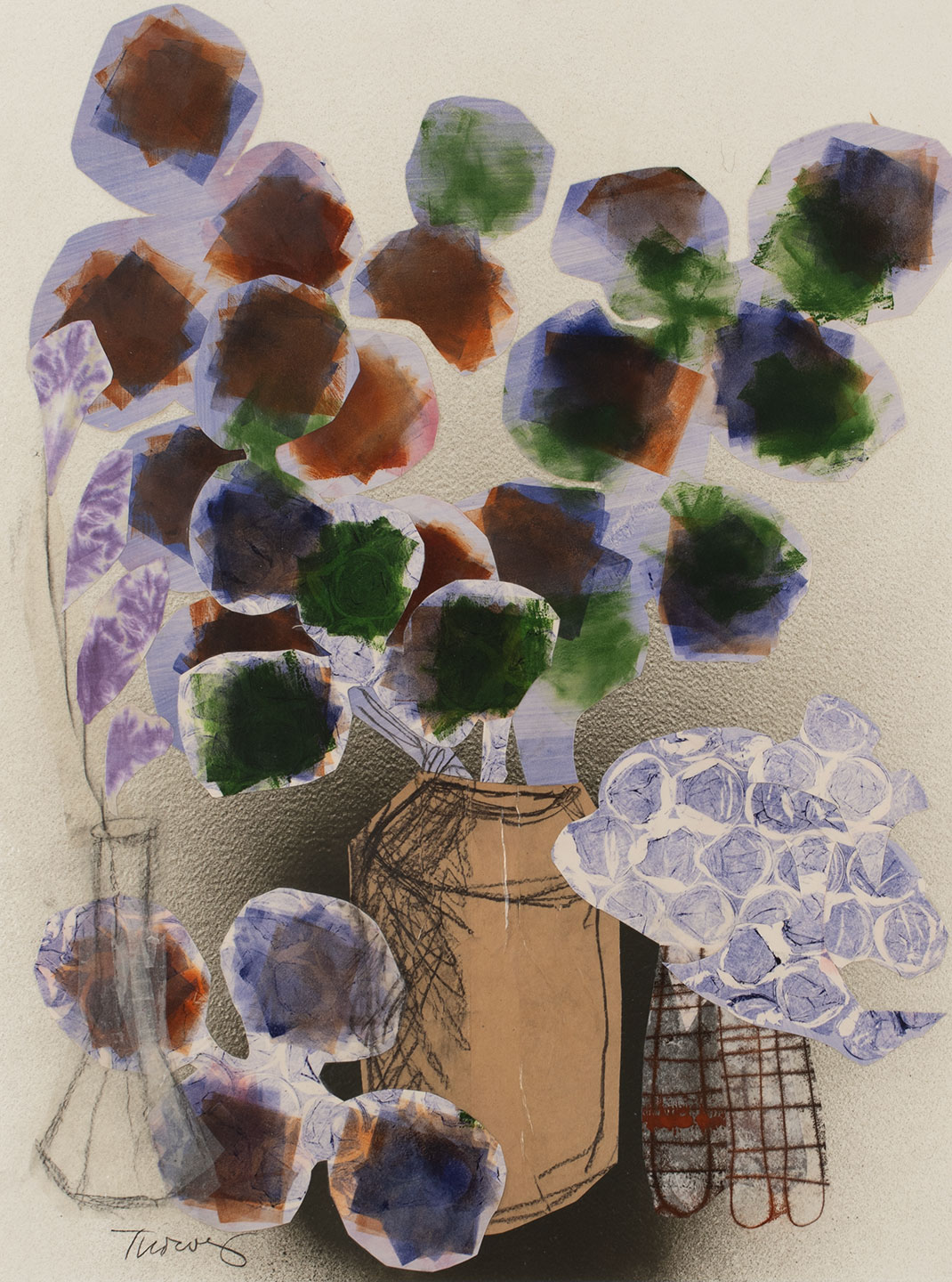 Abstract still life collage by artist, Nat Thomas.