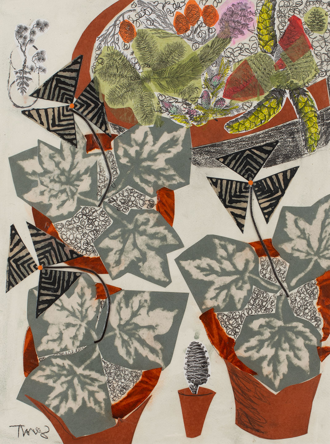 Abstract still life collage by artist, Nat Thomas.